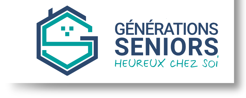 Le logo de Générations Seniors est une représentation stylisée d'une maison en forme de G, avec des teintes de bleu et de vert.